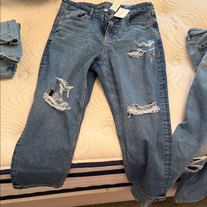 American Eagle Outfitters Ripped Blue Boyfriend Jeans
